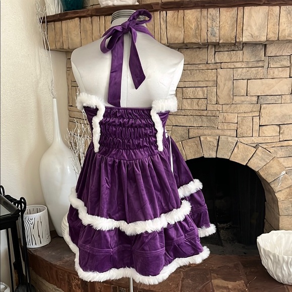 Purple Winter Christmas Dress and Hooded Cape Size S - Picture 3 of 5